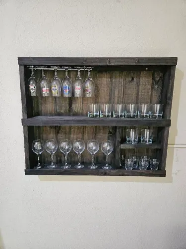 Rack de Bar em Madeira Rústica