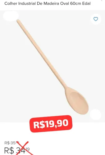 Colher Industrial de Madeira Oval 60cm Edal