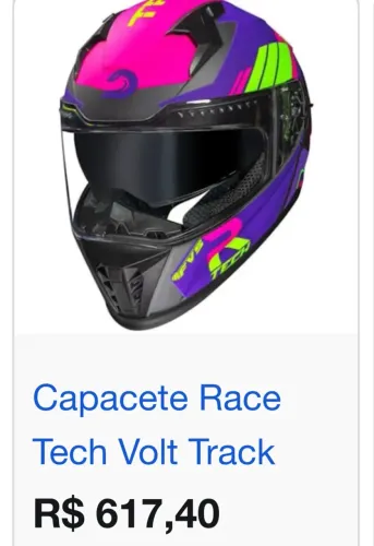 Capacete Fechado Race Tech Semi Novo - Pouco Uso