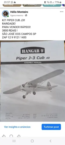 AEROMODELO NA CAIXA ! PIPER J3 LINDO !