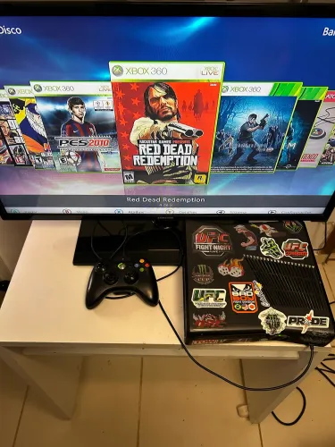 Xbox 360 Slim Completo 2 Controles Originais