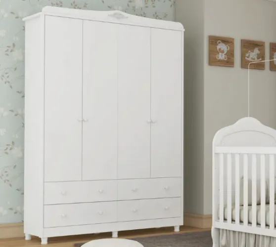 Roupeiro Infantil Elo Liso Peroba 4 Portas 4 Gavetas, 100% MDF
