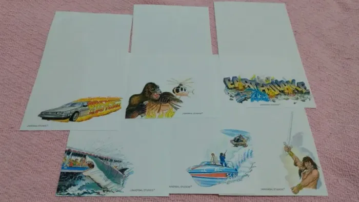 Lote de papel de carta antigo raro Universal Studios cinema 5 folhas.