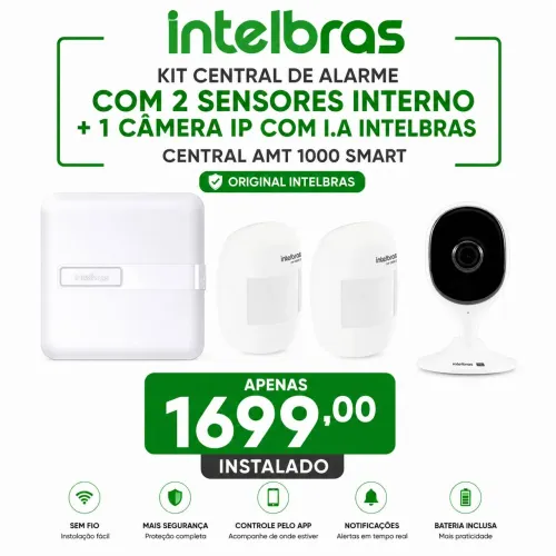Kit câmera + alarme Intelbras instalado