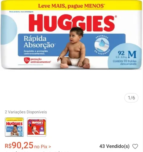 Fraldas descartáveis Tam M