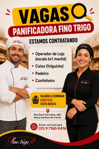 Vagas em aberto para Padaria