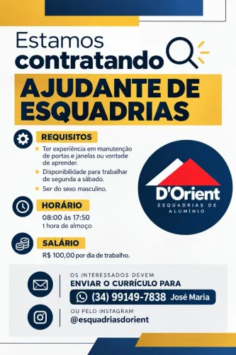 Vaga Ajudante de Esquadrias 