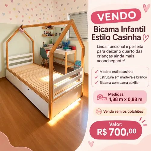 Cama casinha de solteiro 