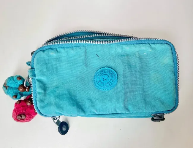 Estojo da Kipling original azul ciano-usado