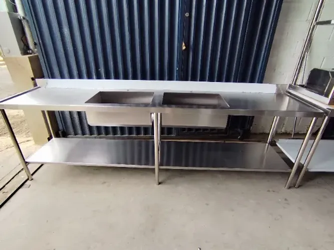 Pia inox 2 bojos 1,80×0,60×0,90 prateleira (2×60×40)