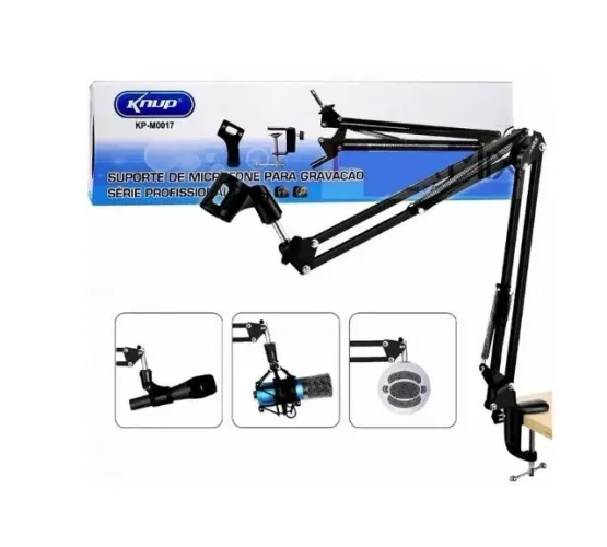 Suporte Microfone em  Metal  Articulado Knup