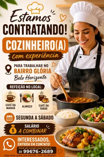 Vaga para cozinheiro ou cozinheira 