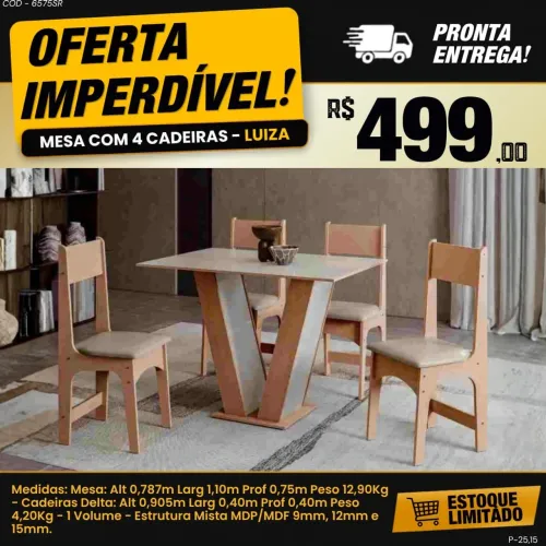 Mesa Luiza 4 cadeiras