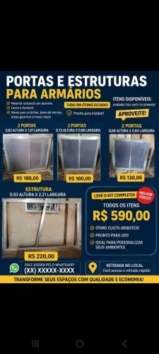 LIQUIDAÇÃO - PORTAS E ESTRUTURA DE ALUMÍNIO PARA ARMÁRIOS ?