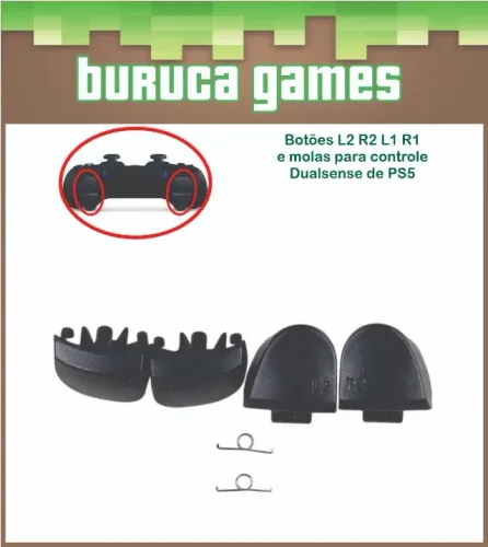 Botões L2 R2 L1 R1 e 2 molas para controle Dualsense de PS5