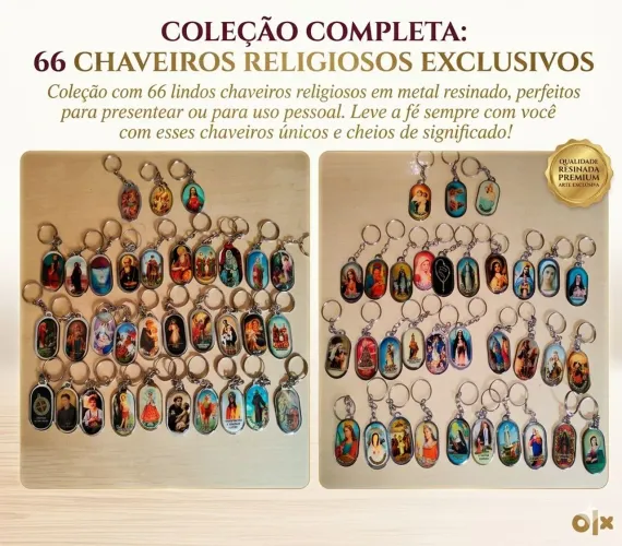 Chaveiros Religiosos | Metal Resinado | Frete Grátis