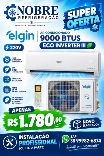 Ar condicionado ELGIN ECO INVERTER 3 9000btus 220v R$1780 NOVO