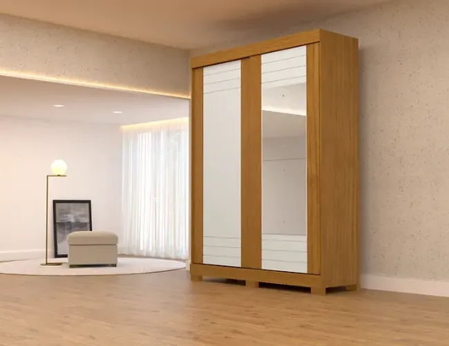 Guarda Roupa 2 Portas Espelho Ayla 100% MDF - Entrega/Montagem Grátis Fortaleza