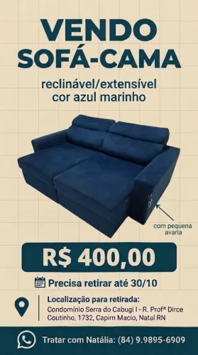 SOFÁ-CAMA reclinável / extensível azul marinho