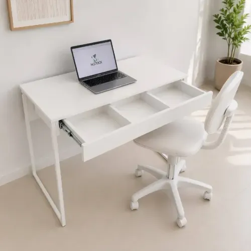 mesa light com gaveta gavet?o branco branca para sala de home office 