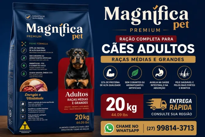 Ração Premium Magnífica 20 kg raças médias e grandes