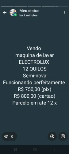 Máquina de lavar 12 kilos semi NOVA ELECTROLUX