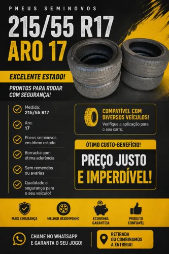 4 Pneus 215/55 R17 Aro 17 Seminovos