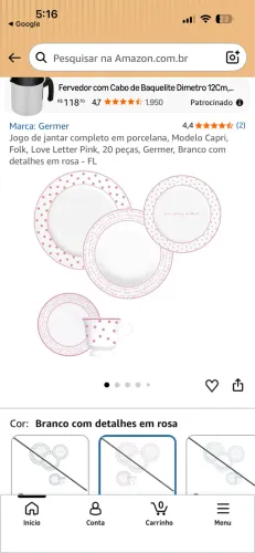 Jogo de jantar Gerber poa Rosa 500 reais parcelo no cartão