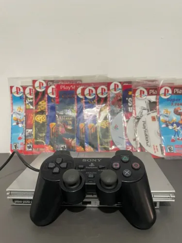 Playstation 2 PS2 Slim com controle e jogo