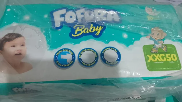 Pacote de fralda xxg com 50 unidades fofura baby , cada unidade 40,00 retirar local .