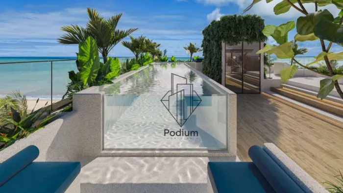 Apartamentos com varanda / sacada gourmet e vista mar, pés na areia na praia do Bessa - AP