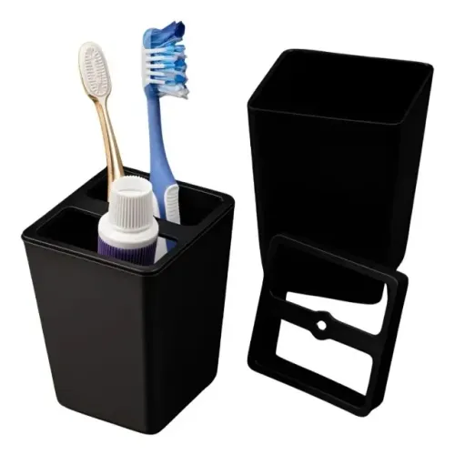 Porta Escova De Dentes Preto Para Banheiro Ou Lavabo Xplast Preto