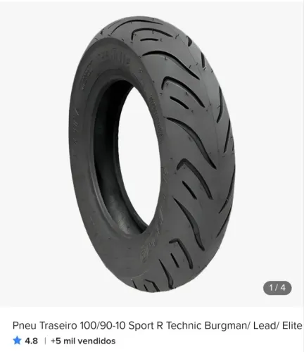 Pneu Traseiro 100/90-10 Technic Sport R (Scooter Lead / Elite / Burgman)