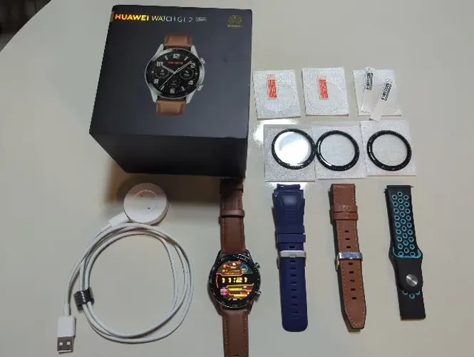 Smartwatch Huawei Watch GT 2 46mm - Ótimo estado - Com películas e pulseiras adicionais