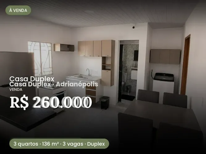VENDO CASA DUPLEX - ADRIANÓPOLIS