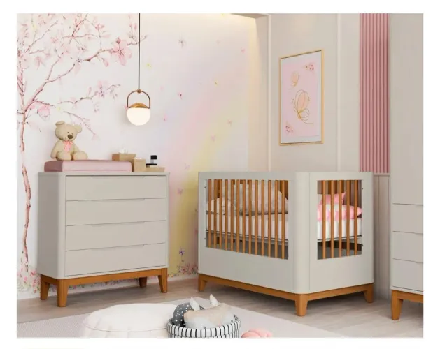 Berço 2 em 1 evolutivo + Colchão Ortobom D18