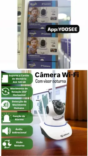 câmera IP ,APP yoosee possui conectividade Wi-Fi e visualização em alta definição (HD)
