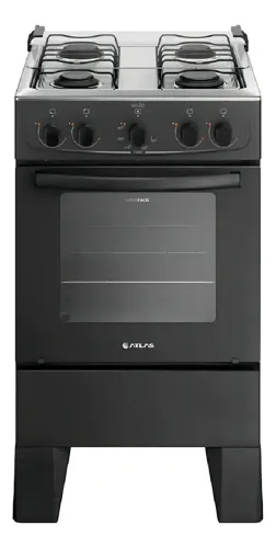 Fogão 4 Bocas Preto com Inox | Atlas - Excelente Estado