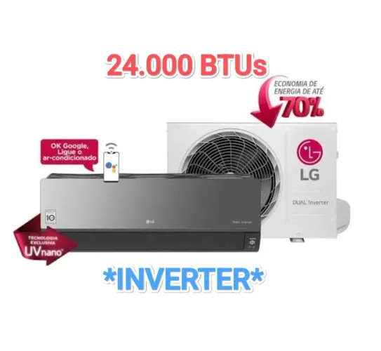 Ar Split LG Dual INVERTER Artcool 24000 BTUs + Nota + Garantia + Cartão 12x<br>