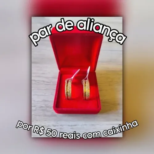 Par De Alianças Dourada Aço inoxidável