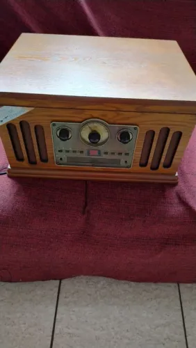 Rádio de venil e disco