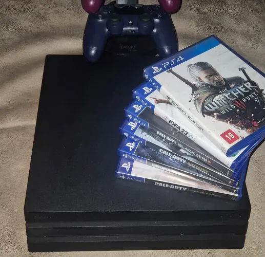 PlayStation Ps4 Pro +6 Jogos Mídia Física +Base Carregadora Para Controles