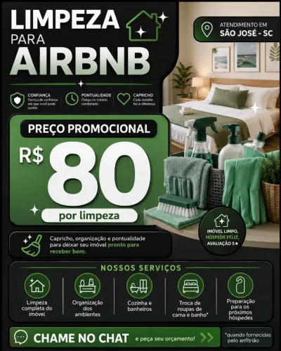 Limpeza para Airbnb em São José - Capricho e Pontualidade