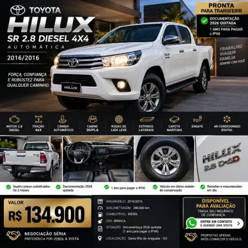 Toyota Hilux CD SR 4X4 2.8 TDI Diesel Aut. 2016