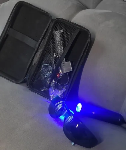 Kit Lanterna RGB UV Multifunção Original | Luz Branca + Ultravioleta + RGB | Recarregável