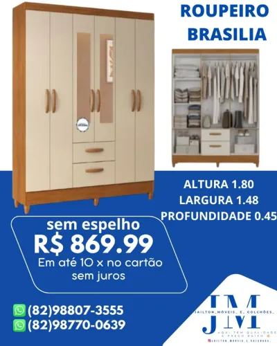 NOVIDADE ROUPEIRO BRASÍLIA 6 PORTAS 2 GAVETAS