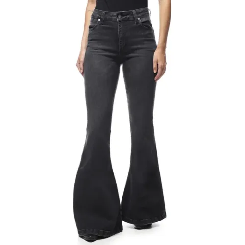 Calça Flare Preta Jeans Rosa Chá - Tam. 34