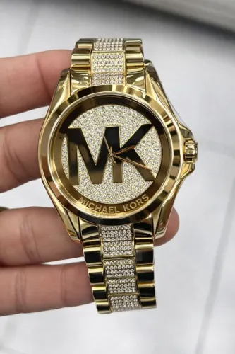 Relogio feminino Michael kors dourado cravejado pedra