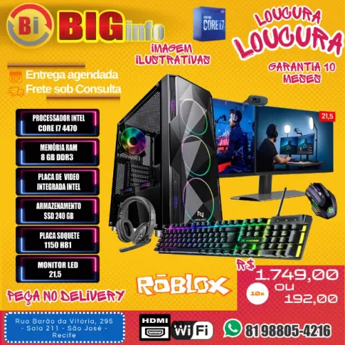 Computador Completo Intel Core I7 8gb Ssd 240gb Monitor 22 - Em ate 10x Fixas