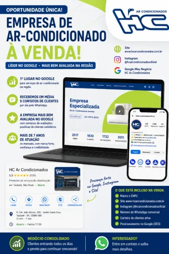 Vende-se Empresa de Ar-Condicionado Nº1 no Google na Região - Clientes Todos os Dias